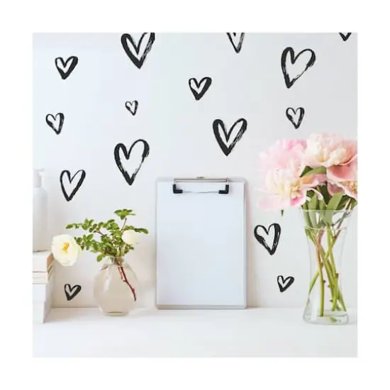 RoomMates Black Sketchy Hearts Peel & Stick Wall Decals {4}