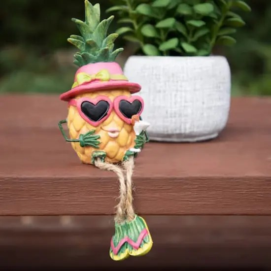 6.25" Tropical Girl Pineapple with Cocktail Outdoor Garden Statue {3}