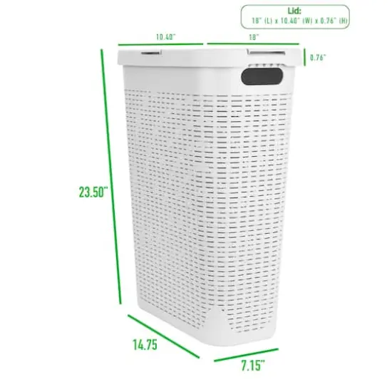Mind Reader 23.5'' Slim Laundry Hamper with Cutout Handles White {4}