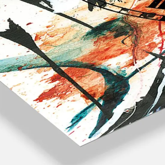 Designart 'Abstract Handpainted Orange Flowers Traditional Multipanel Wall Clock {4}