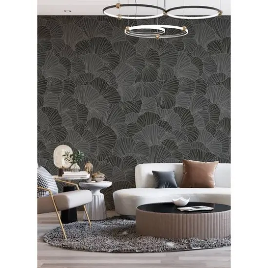 Katie Hunt Charcoal Gray Petals Wall Mural {6}