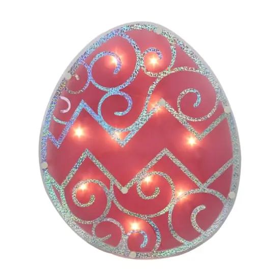 12" Lighted Pink Easter Egg Window Silhouette Decoration {1}