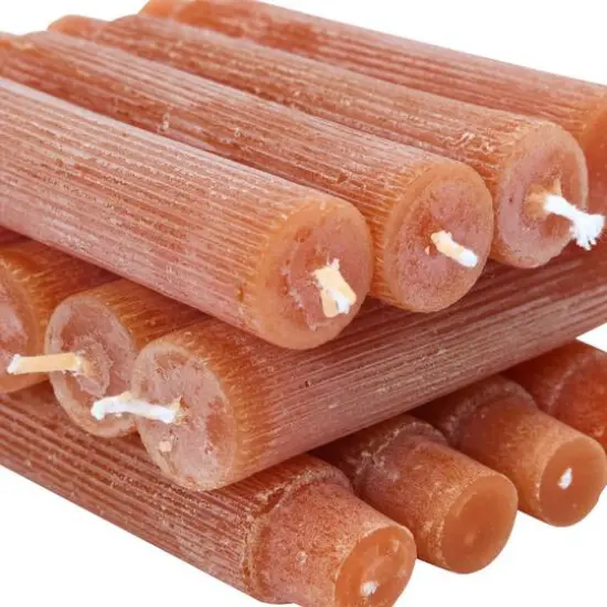 Hello Honey&reg; 5" Spice Powder Finish Unscented Pleated Taper Candles In Box Set, 12ct. {5}