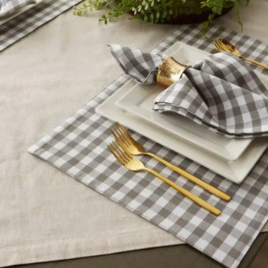 DII&reg; Gray & White Reversible Gingham & Buffalo Check Placemat Set, 4ct. {6}