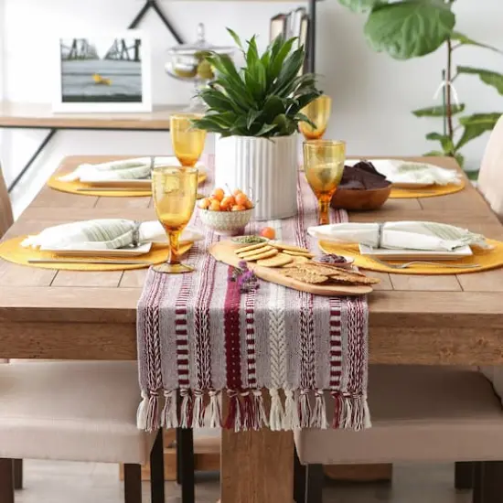 DII&reg; 72" Braided Stripe Table Runner Wine {6}