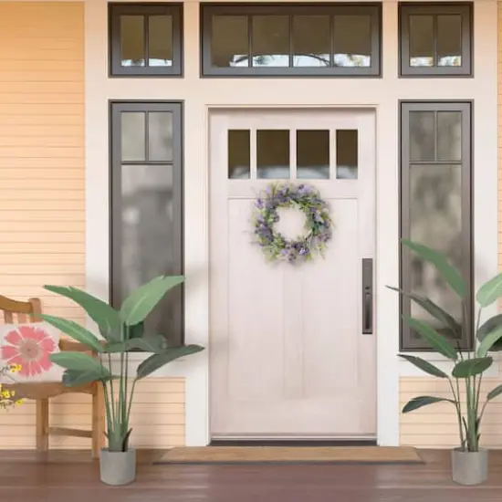 24'' Green and Purple Echinops Floral Spring Wreath {3}