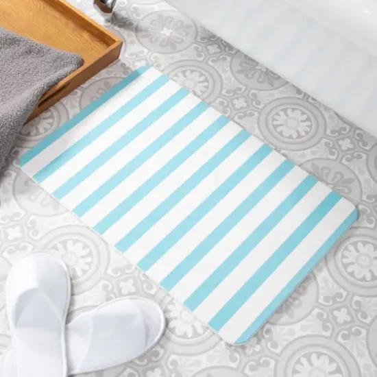 Artsy Mats Blue Stripe White Stone Non-Slip Bath Mat {3}