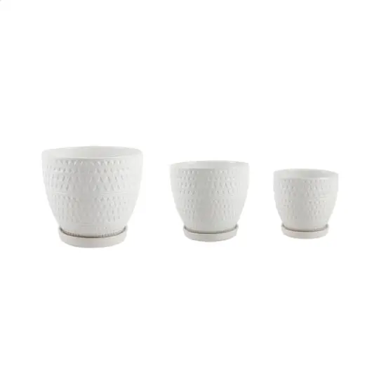 Flora Bunda&reg; Matte White Pharaoh Ceramic Pot On Saucer Set, 3ct. {1}