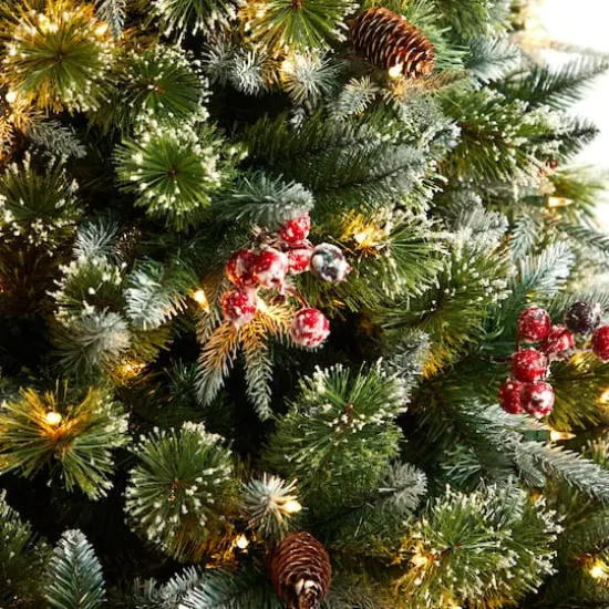 7.5ft. Pre-Lit Snow Tipped Aspen Spruce Artificial Christmas Tree, White LED Lights {5}