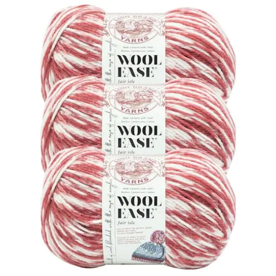 3 Pack Lion Brand&reg; Wool Ease&reg; Fair Isle Yarn Merlot and Charcoal {1}
