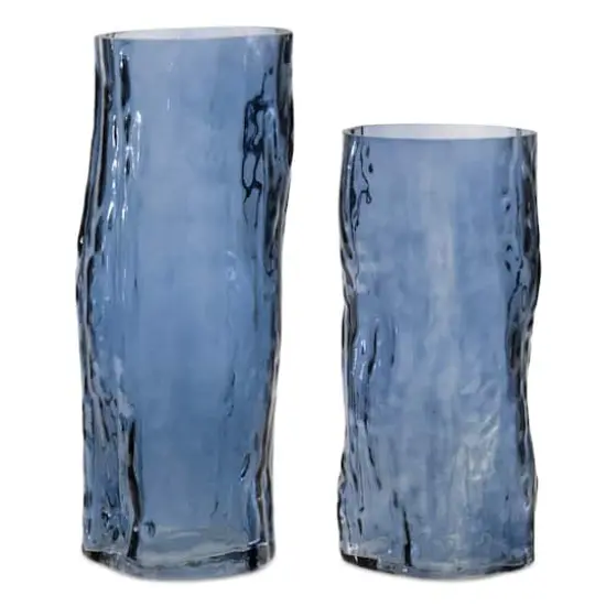 Blue Wavy Glass Vase Set {1}
