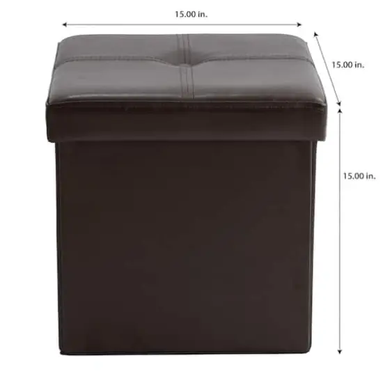 Simplify Faux Leather Folding Storage Ottoman Cube Chocolate {7}