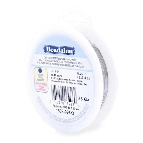Beadalon&reg; 26 Gauge Round 316L Stainless Steel Wrapping Wire {1}