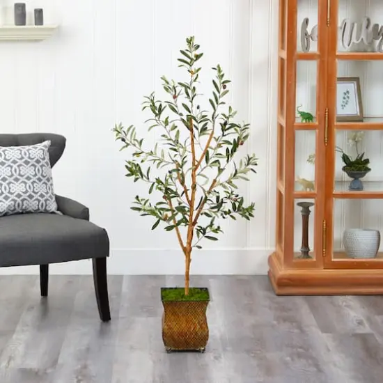4ft. Olive Artificial Tree in Metal Planter {4}