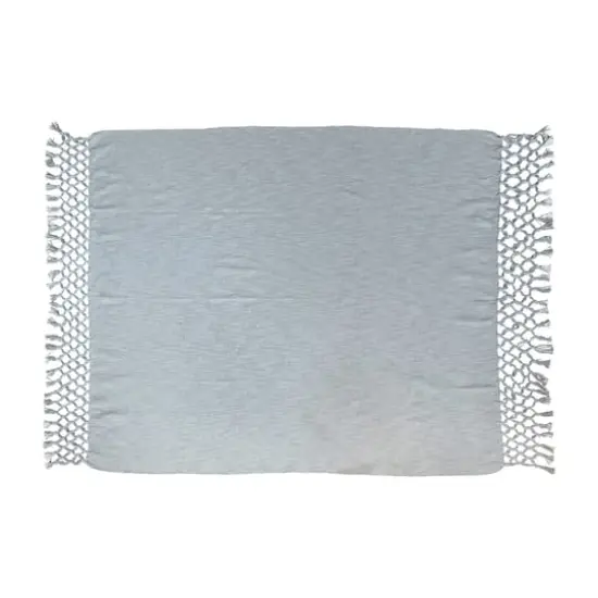 Hello Honey® Pale Blue Woven Cotton Throw with Crochet Fringe {1}