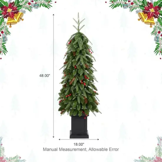 Glitzhome® 4ft Pre-lit Green Artificial Christmas Porch Tree, Warm White Lights {9}