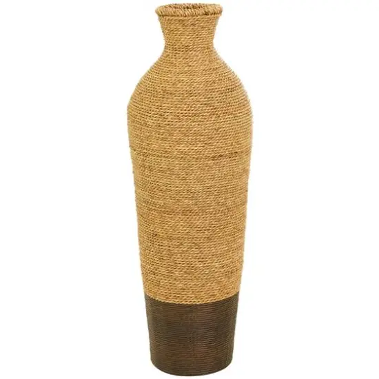 Brown Seagrass Handmade Tall Woven Floor Vase {3}
