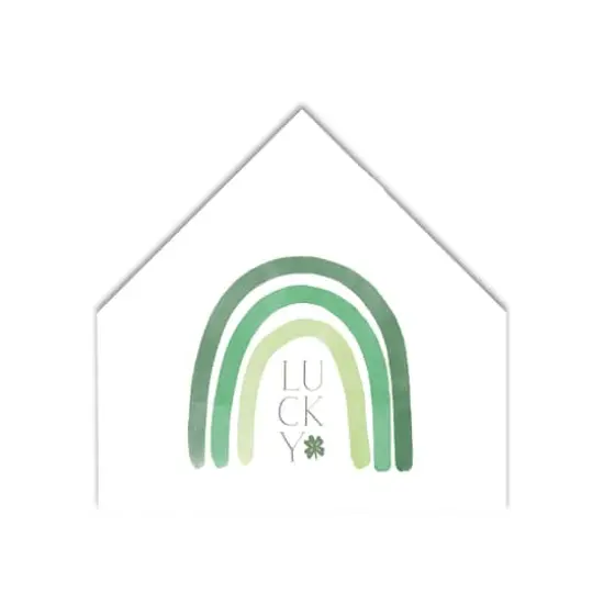 Simple Lucky Rainbow 12" x 12" House Shaped Canvas {1}