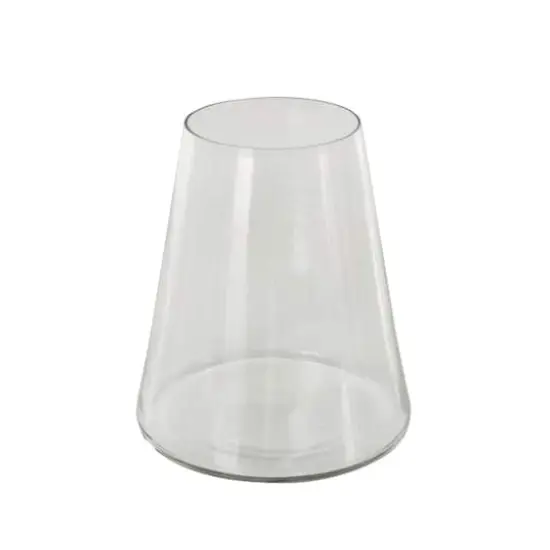 8.5" Clear Glass Wide Cone Shaped Decorative Vase {4}
