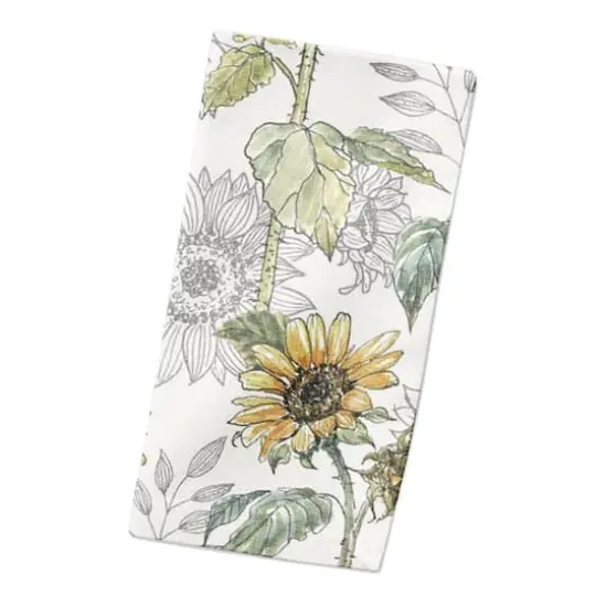 Sunflower Pattern Cotton Twill Napkin White {3}