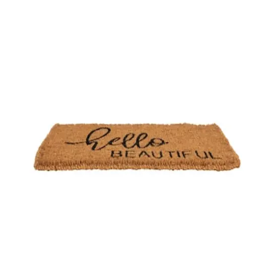 Hello Honey&reg; Black & Brown Hello Beautiful Natural Coir Doormat {11}