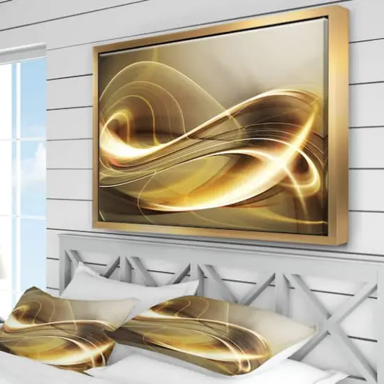 Designart - Elegant Modern Sofa - Large Abstract Framed Canvas Art Gold {5}