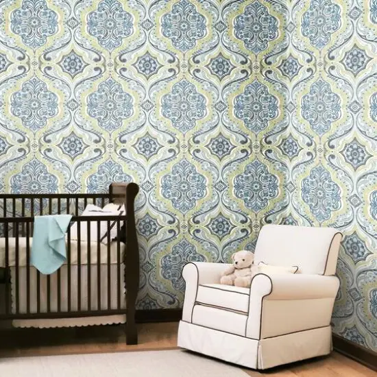 RoomMates Bohemian Damask Peel & Stick Wallpaper Green and Blue {5}
