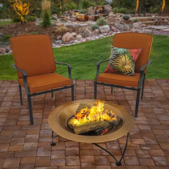 33" Hammered Copper Fire Pit with Stand & Screen {3}