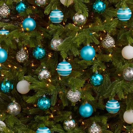 64ct. 3" Blue & Silver Shatterproof Ball Ornaments {5}