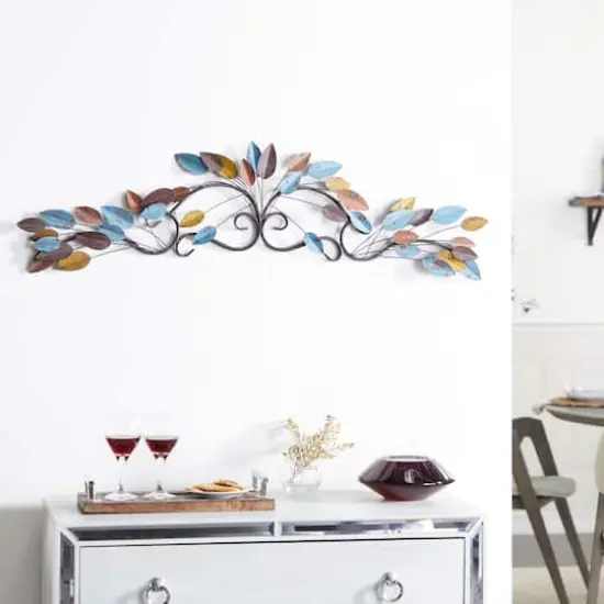 Multicolor Metal Traditional Floral Wall Decor {9}