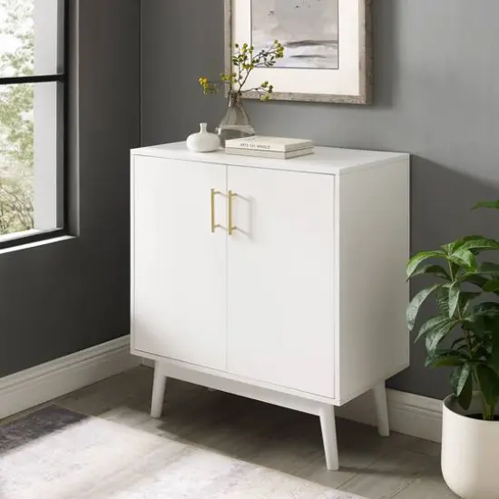 Walker Edison White Mid-Century Modern Accent Cabinet {5}
