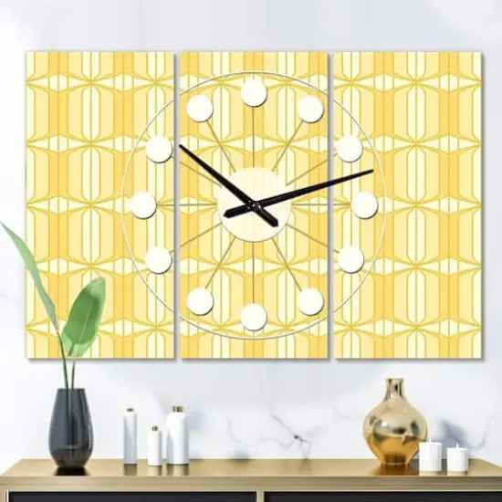 Designart Retro Ornamental Design III Oversized Mid-Century Modern Multipanel Wall Clock {3}