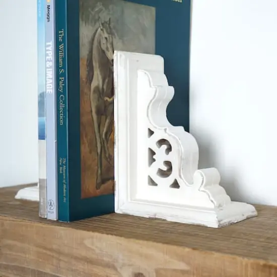 American Art D&eacute;cor&trade; 8" Vintage Decorative Wood Bookends, 2ct. Whitewashed {5}