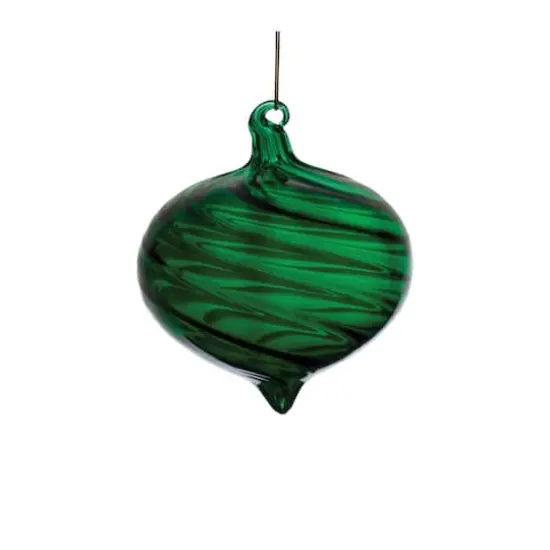 Emerald Green Swirl Glass Ornaments Set {6}