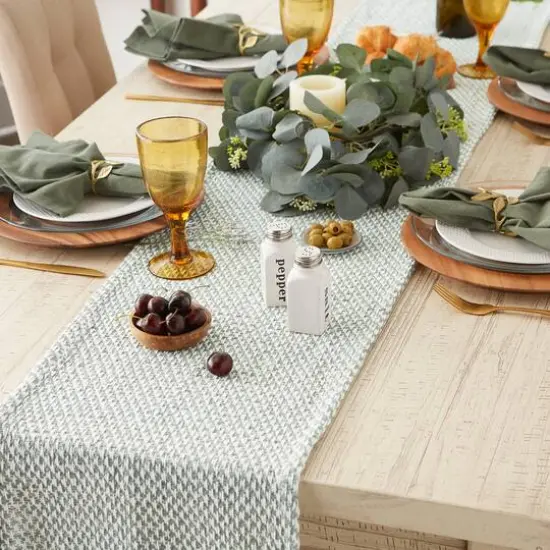DII&reg; 108" Woven Fringed Table Runner Jadeite {7}