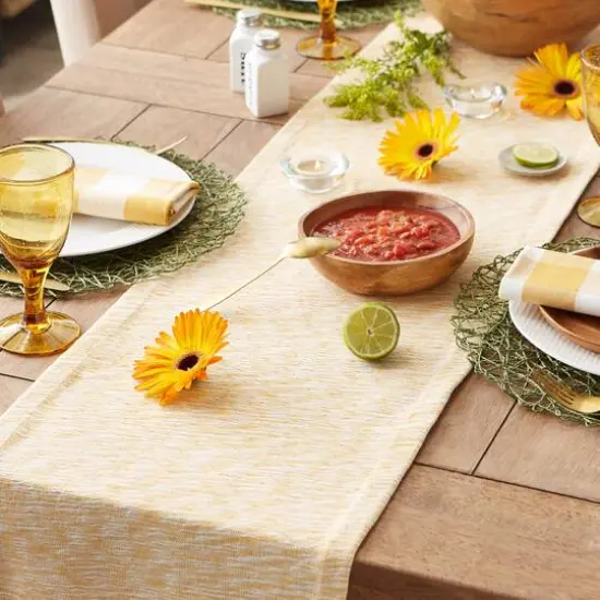 DII® 72" Tonal Recycled Cotton Slubby Rib Table Runner Honey Gold {7}