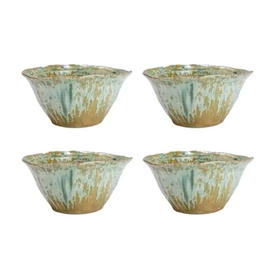 Hello Honey&reg; 5" Teal Round Stoneware Bowl with Reactive Crackle Glaze, 4ct. {1}
