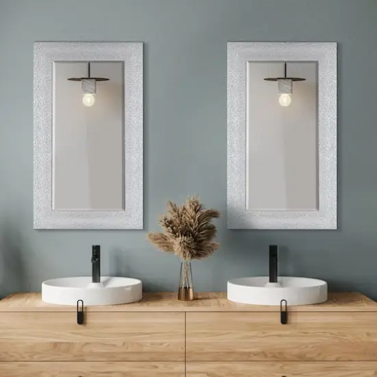 Head West 29" Chrome & White Tile Textured Frame Vanity Mirror {10}