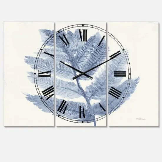 Designart 'Forest Ferns Blue Farmhouse Multipanel Wall Clock {1}