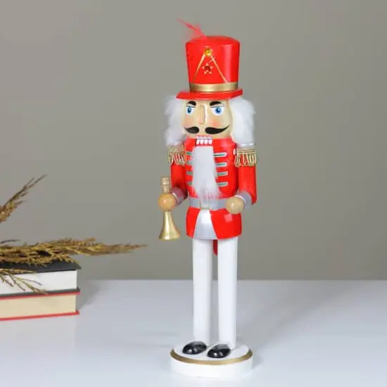 14" Wooden Nutcracker with Horn {5}