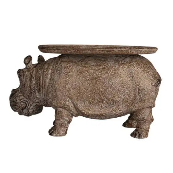 Hello Honey® 16.75" Gray Decorative Hippo Pedestal with Distressed Finish {6}