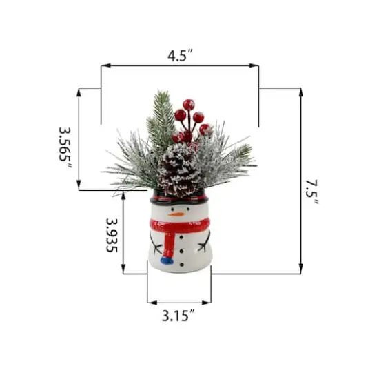 Christmas Mix In 8" Snowman Ceramic Pot {3}
