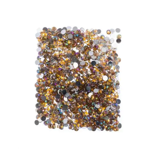 John Bead 6mm Acrylic Round Flat Back Rhinestones, 1,000ct. Gold AB {4}