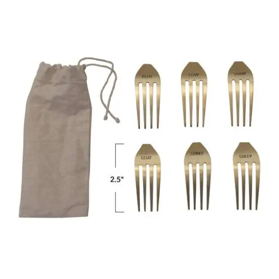 Hello Honey&reg; Gold Metal Fork Cheese Markers, 6ct. {5}