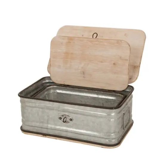 Glitzhome&reg; Galvanized Wood Storage Chest Set {3}