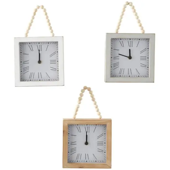 12" White Wood Wall Clock with Rope Strap Set {1}