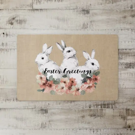 Sketched Bunnies On White 27" x 18" Floor Mat {3}