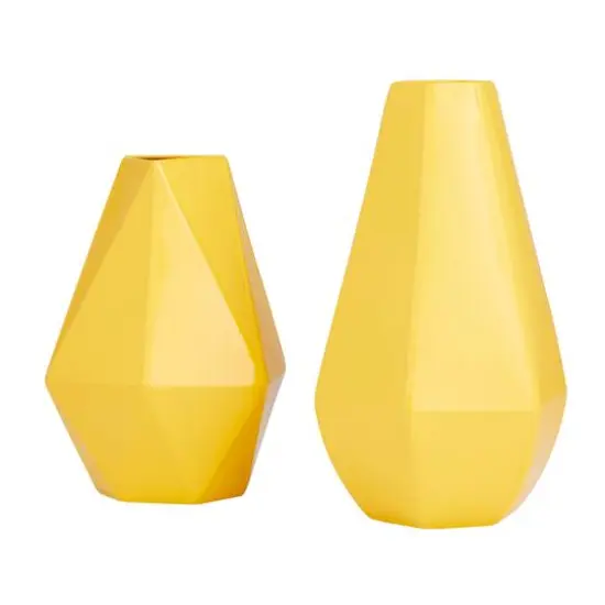 CosmoLiving by Cosmopolitan Yellow Iron Contemporary Vase, 12" x 10" {7}