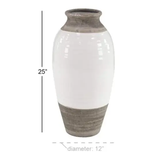 25" Gray Stoneware Coastal Style Vase {4}