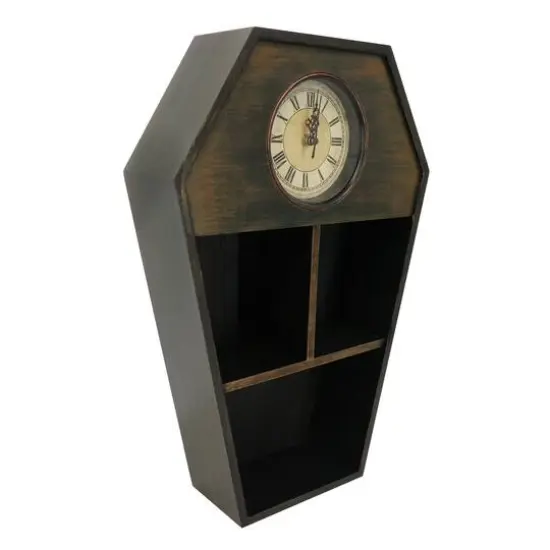 18" Weathered Coffin Tabletop Shelf with Clock by Ashland® {4}